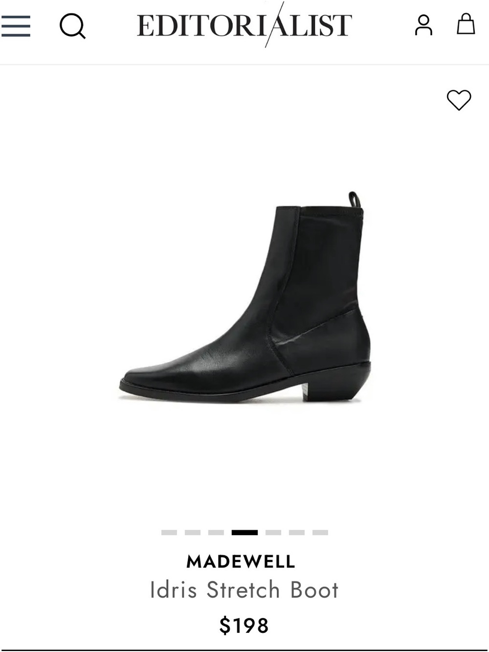 Madewell Black Idris Stretch Ankle Boot